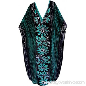 LA LEELA Cotton Batik 6 Women's Caftan Kimono Nightgown Dress Beachwear Cover up Green u912 B06VVM483C